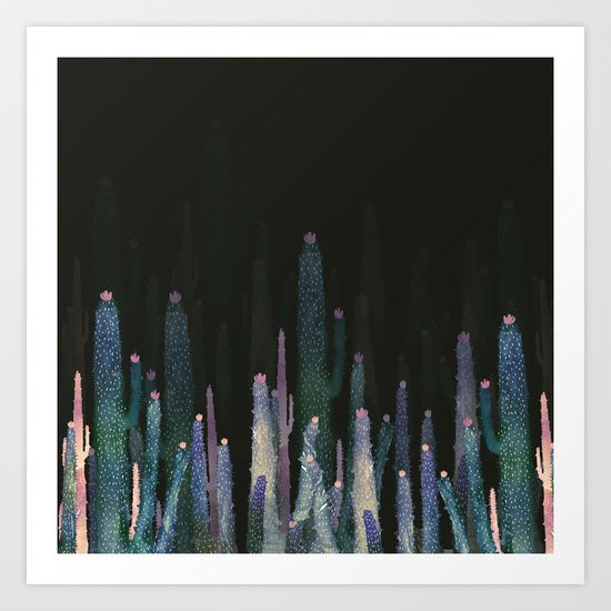 cactus at nigth Art Print