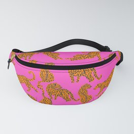 Abstract leopard with red lips illustration in fuchsia background  Fanny Pack | Makeup, Fashion, Tropical, Kitten, Jungle, Fuchsia, Africa, Red Lips, Painting, Safari 