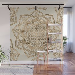 Flower of Life in Lotus - pastel golds and canvas Wall Mural