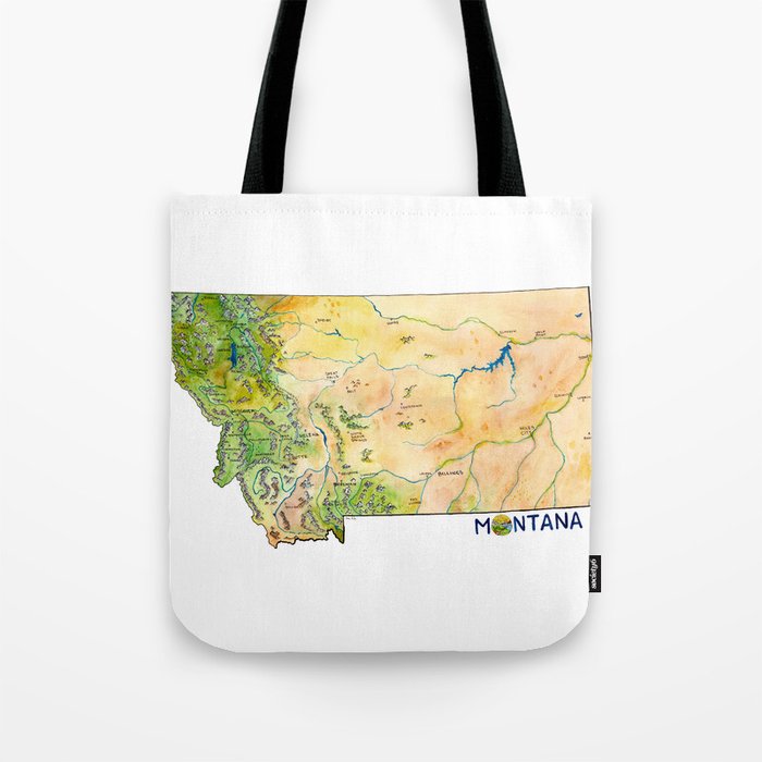 Montana Painted Map Tote Bag
