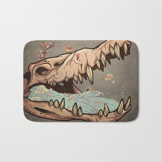 Animal Skull and birds Bath Mat