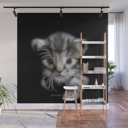 Spiked Grey Kitten Wall Mural
