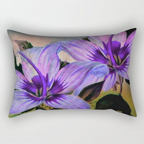 Vintage Painted Lavender Lily Rectangular Pillow