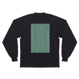 Snowflakes and dots - green and white Long Sleeve T-shirt