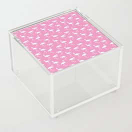 White flamingo silhouettes seamless pattern on hot pink background Acrylic Box