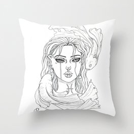 Pisces - Zodiac Girl Drawing Throw Pillow