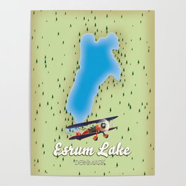 Esrum Lake Denmark map Poster