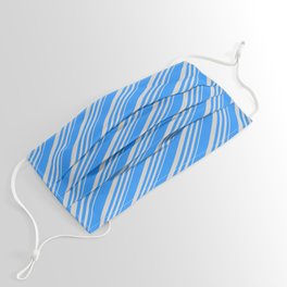 [ Thumbnail: Blue and Light Gray Colored Lines Pattern Face Mask ]