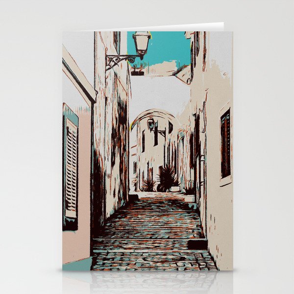 Travel poster - Albufeira town, Algarve Portugal vintage travel Stationery Cards