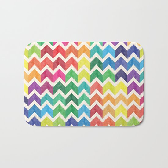 Watercolor Chevron Pattern IV Bath Mat