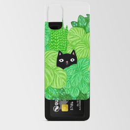 Black cat in House plants Android Card Case