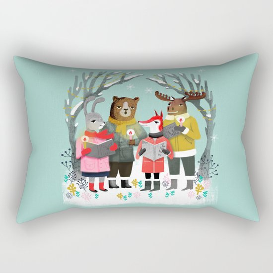 Woodland Christmas Carols by Andrea Lauren Rectangular Pillow