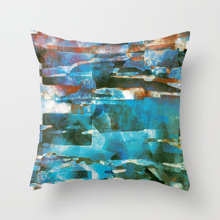 African Dye - Colorful Ink Paint Abstract Ethnic Tribal Organic Shape Art Throw Pillow