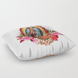 Our Lady of Guadalupe with roses Floor Pillow