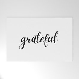 Grateful Minimalistic Inspirational Gratitude Quote Welcome Mat