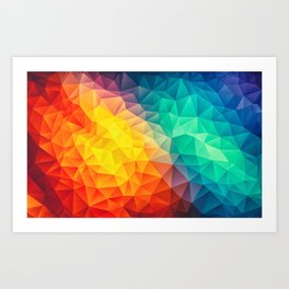 Abstract Polygon Multi Color Cubism Low Poly Triangle Design Kunstdrucke