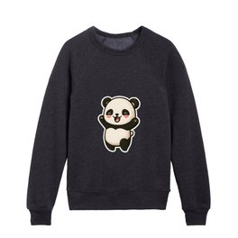 Kawaii Cute Panda - Joyful, Playing, Smiling Kids Crewneck