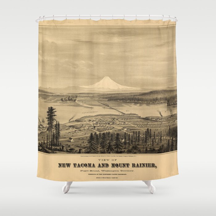 Tacoma and Mount Rainer, Washington (1878) Shower Curtain