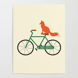 Fox Riding Bike Poster