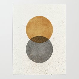 Circle Abstract - Gold Grey Texture Poster