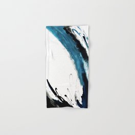 Reykjavik: a pretty and minimal mixed media piece in black, white, and blue Hand & Bath Towel