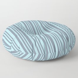 [ Thumbnail: Light Slate Gray and Powder Blue Colored Lines/Stripes Pattern Floor Pillow ]