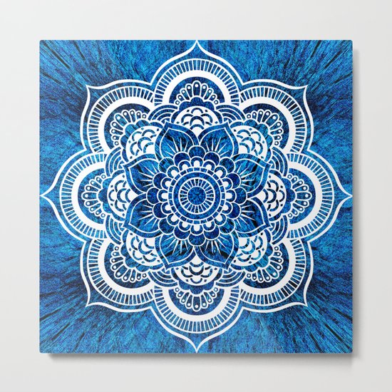 Mandala Cerulean Blue Colorburst Metal Print