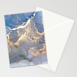 Cloudy Blue + Stormy Gray Abstract Ripples Stationery Card