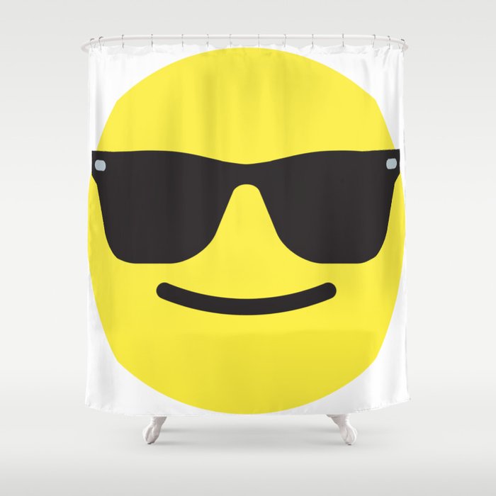 Smiling Sunglasses Face Emoji Shower Curtain