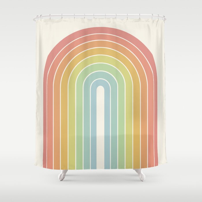 Gradient Arch V Mid Century Modern Rainbow Shower Curtain