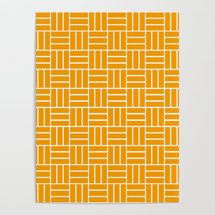 Basketweave (White & Orange Pattern) Poster
