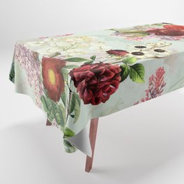 Antique Vintage Botanical Roses Garden Tablecloth