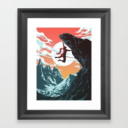 Rock Climbing Girl Vector Art Framed Art Print