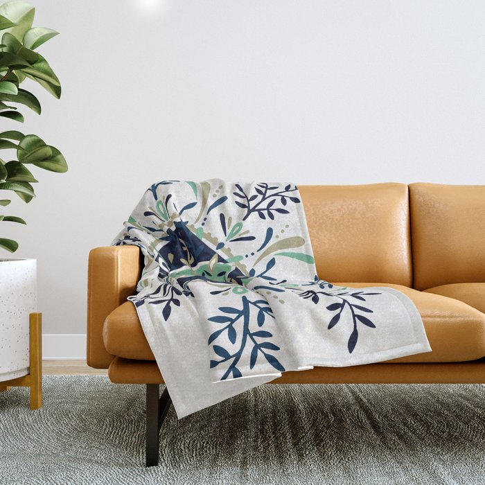 Leaf Mandala – Navy & Mint Palette Throw Blanket