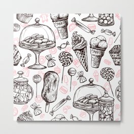 Black And White Sweet Food Art Metal Print | Juice, Sweetfood, Icecream, Meat, Dinner, Foodartprint, Foodlist, Graphicdesign, Eat, Food 