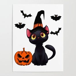 Halloween Black cat Poster