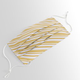 [ Thumbnail: Goldenrod & Lavender Colored Lined/Striped Pattern Face Mask ]