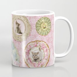 Magical Cat Plates on Pink Lace Wall Mug