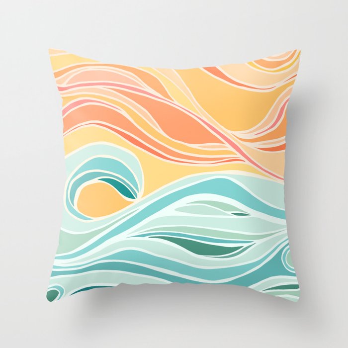 Sea and Sky Abstract Landscape Throw Pillow
