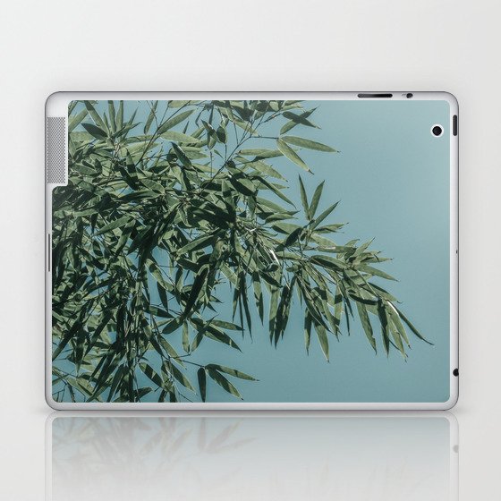 muted green and blue sky bamboo branches Laptop & iPad Skin
