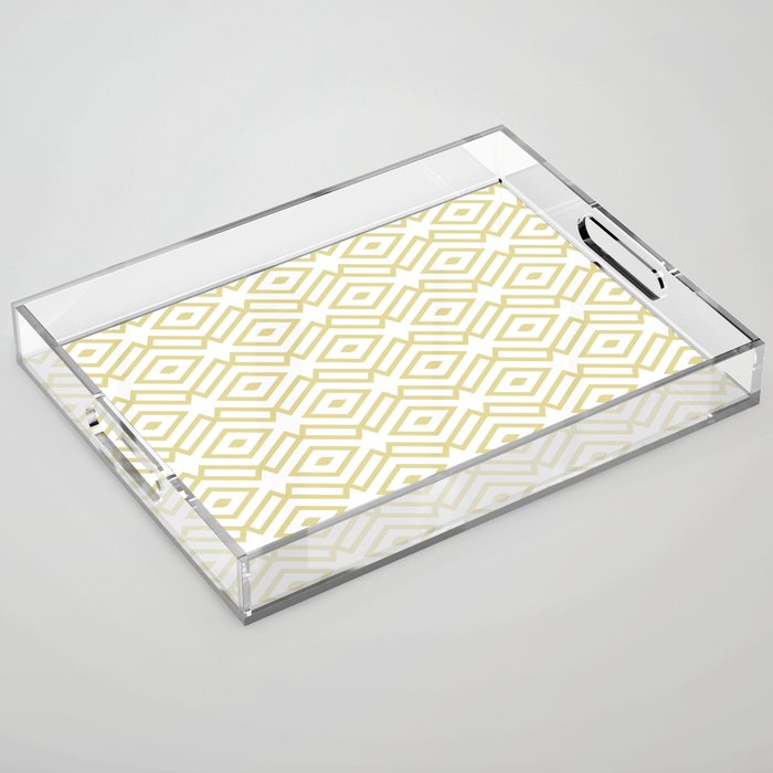 Yellow and White Ornamental Shape Pattern 7 - Diamond Vogel 2022 Popular Color Fire Dance 0799 Acrylic Tray