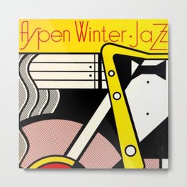 1967 Aspen Winter Jazz Festival Advertising Vintage Poster Metal Print | Barroom, Tour, Advertising, Advertisement, Bar, Neworleans, Saxophone, Newport, Posters, Graphicdesign 