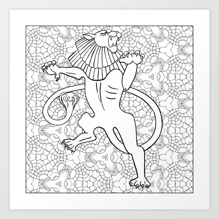 Chimera Greek Mythological Creature Art Print By Kerrymcquaide Society6