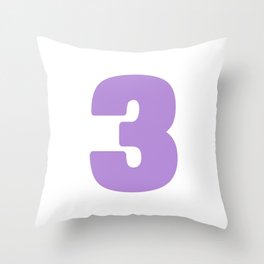 3 (Lavender & White Number) Throw Pillow