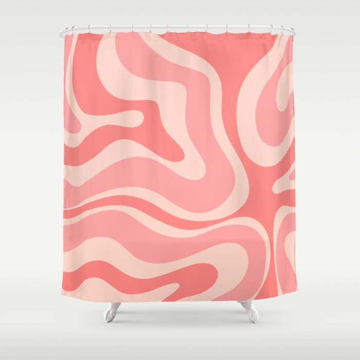 Blush Pink Modern Retro Liquid Swirl Abstract Pattern Square Shower Curtain