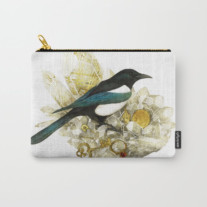 Magpie and Rutilated Quartz Carry-All Pouch