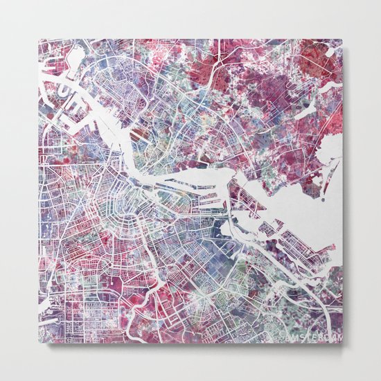 Amsterdam Map Metal Print
