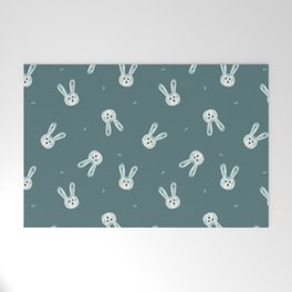 Bunny Faces - Green Welcome Mat