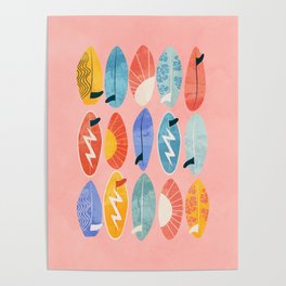 Surfboard pink Poster