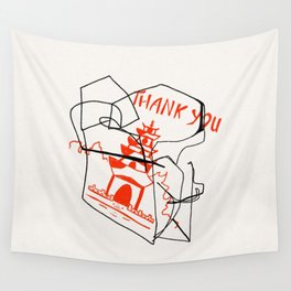 Chinese Food Takeout - Contour Line Drawing Wall Tapestry